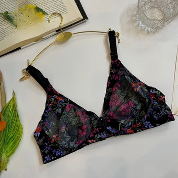 Black Florel non peded streched comfortable bra