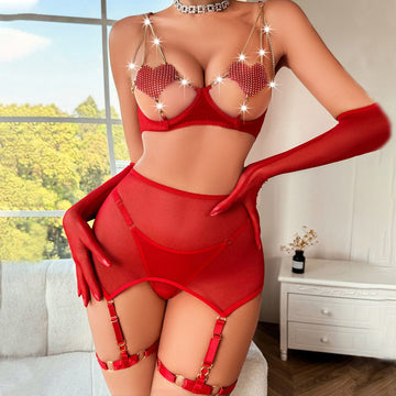 💖 Strappy High-Waisted Garter Lingerie Set – Sexy & Exotic 💖