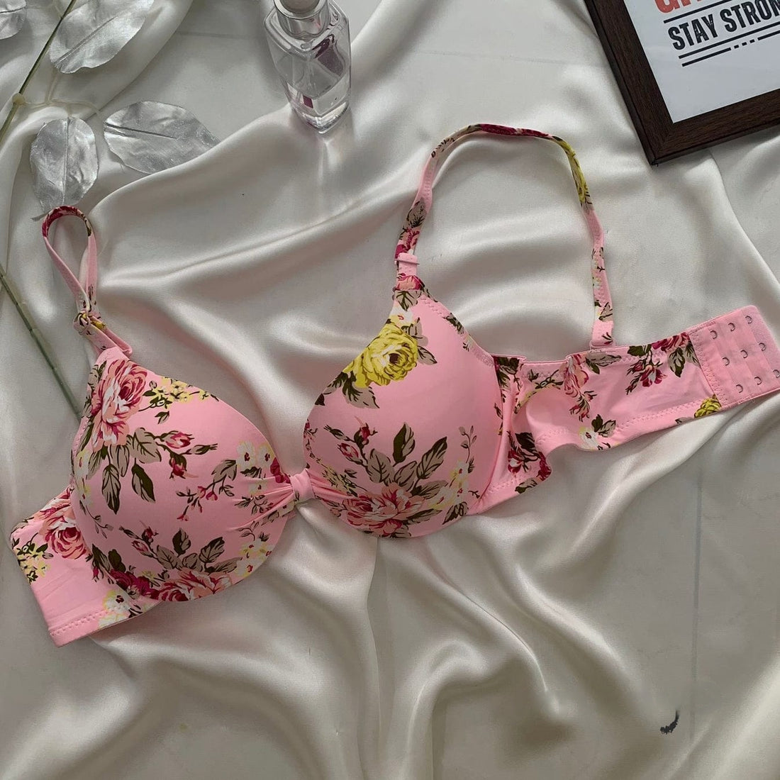 SPRING FLORAL WIRED LIGHT PUSH UP BRA